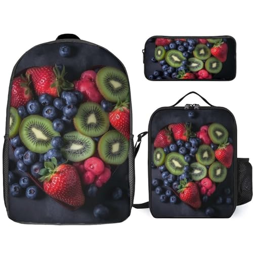 BTCOWZRV Rucksack Federmäppchen und Lunchtasche Set für Männer und Frauen, große Kapazität, Reise-Laptop-Rucksack, lässiger Tagesrucksack mit verstellbaren Riemen, Computertasche, weiß, Einheitsgröße, von BTCOWZRV