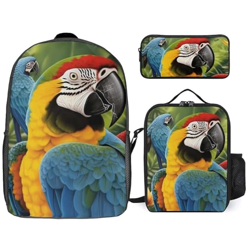 BTCOWZRV Rucksack Federmäppchen und Lunchtasche Set für Männer und Frauen, große Kapazität, Reise-Laptop-Rucksack, lässiger Tagesrucksack mit verstellbaren Riemen, Computertasche, weiß, Einheitsgröße, von BTCOWZRV