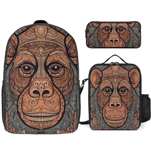 BTCOWZRV Rucksack Federmäppchen und Lunchtasche Set für Männer und Frauen, große Kapazität, Reise-Laptop-Rucksack, lässiger Tagesrucksack mit verstellbaren Riemen, Computertasche, weiß, Einheitsgröße, von BTCOWZRV