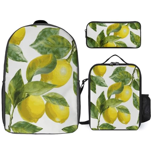 BTCOWZRV Rucksack Federmäppchen und Lunchtasche Set für Männer und Frauen, große Kapazität, Reise-Laptop-Rucksack, lässiger Tagesrucksack mit verstellbaren Riemen, Computertasche, weiß, Einheitsgröße, von BTCOWZRV