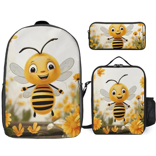 BTCOWZRV Rucksack Federmäppchen und isolierte Lunchtasche Set für Männer Frauen Große Kapazität Reise Laptop Rucksack Casual Daypack mit verstellbaren Riemen Computertasche, Weiß, Einheitsgröße, von BTCOWZRV