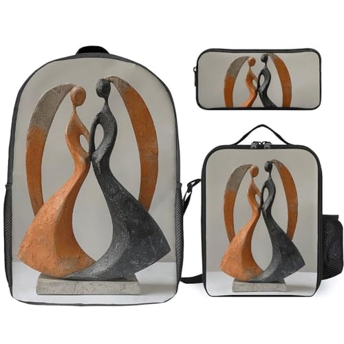 BTCOWZRV Rucksack Federmäppchen und isolierte Lunchtasche Set für Männer Frauen Große Kapazität Reise Laptop Rucksack Casual Daypack mit verstellbaren Riemen Computertasche, Weiß, Einheitsgröße, von BTCOWZRV