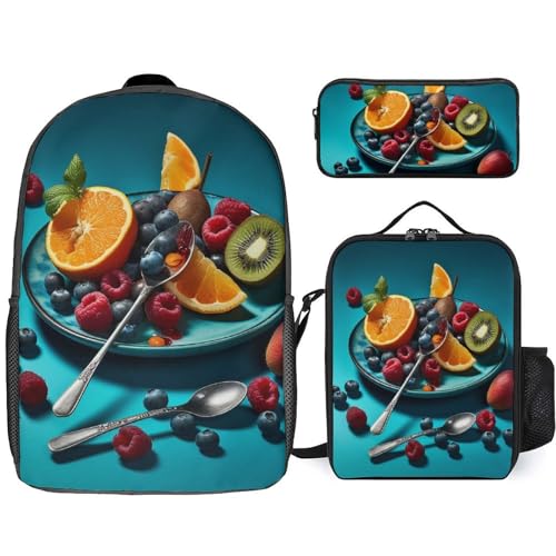 BTCOWZRV Rucksack Federmäppchen und isolierte Lunchtasche Set für Männer Frauen Große Kapazität Reise Laptop Rucksack Casual Daypack mit verstellbaren Riemen Computertasche, Weiß, Einheitsgröße, von BTCOWZRV