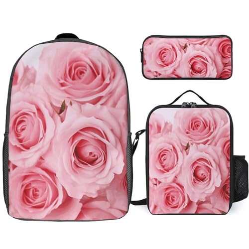 BTCOWZRV Rucksack Federmäppchen und isolierte Lunchtasche Set für Männer Frauen Große Kapazität Reise Laptop Rucksack Casual Daypack mit verstellbaren Riemen Computertasche, Weiß, Einheitsgröße, von BTCOWZRV