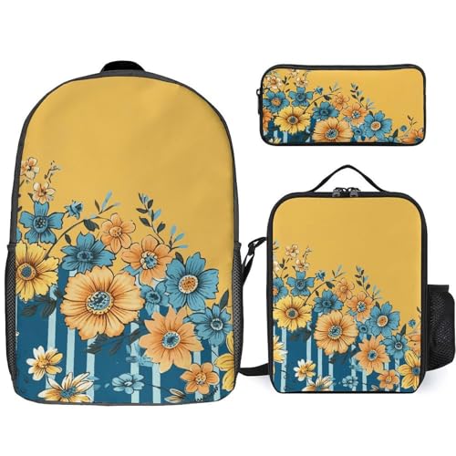 BTCOWZRV Rucksack Federmäppchen und isolierte Lunchtasche Set für Männer Frauen Große Kapazität Reise Laptop Rucksack Casual Daypack mit verstellbaren Riemen Computertasche, Weiß, Einheitsgröße, von BTCOWZRV