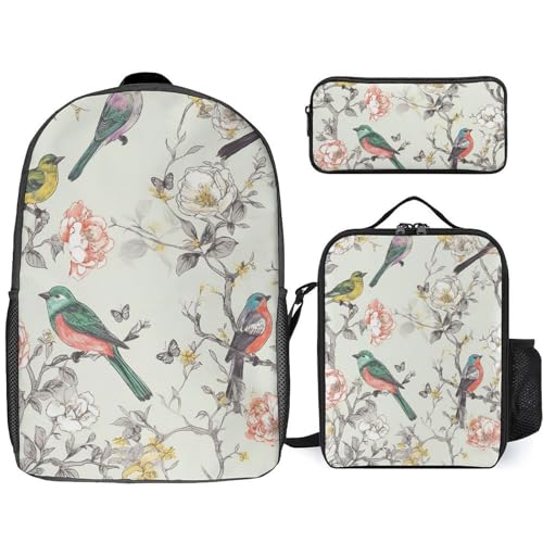 BTCOWZRV Rucksack Federmäppchen und isolierte Lunchtasche Set für Männer Frauen Große Kapazität Reise Laptop Rucksack Casual Daypack mit verstellbaren Riemen Computertasche, Weiß, Einheitsgröße, von BTCOWZRV