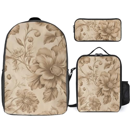 BTCOWZRV Rucksack Federmäppchen und isolierte Lunchtasche Set für Männer Frauen Große Kapazität Reise Laptop Rucksack Casual Daypack mit verstellbaren Riemen Computertasche, Weiß, Einheitsgröße, von BTCOWZRV