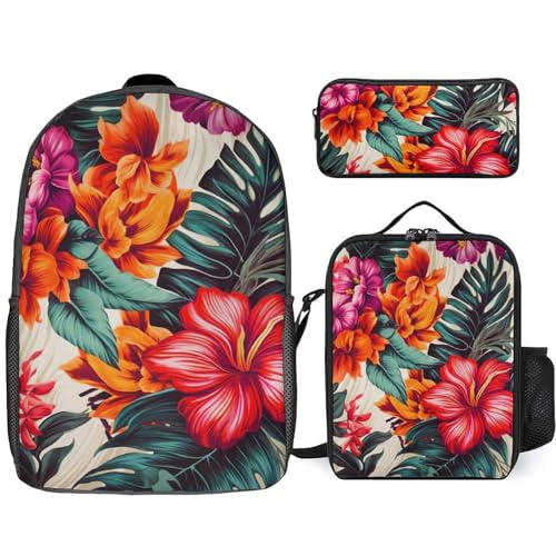 BTCOWZRV Rucksack Federmäppchen und isolierte Lunchtasche Set für Männer Frauen Große Kapazität Reise Laptop Rucksack Casual Daypack mit verstellbaren Riemen Computertasche, Weiß, Einheitsgröße, von BTCOWZRV