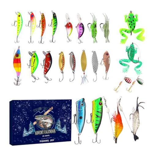 Festive Fishing Adventskalender Bunte Köder für Forelle und Barsch für Angler Angelköder Set Fischer von BTGHPI