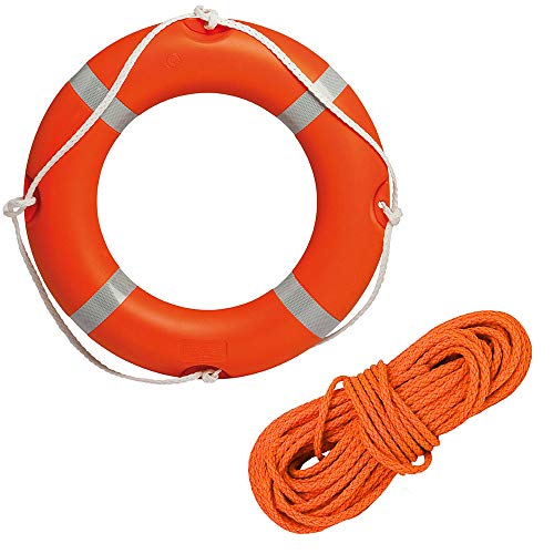 Schwimmring-Set, zugelassen, mit 30 m orangefarbenem Seil von 8 mm, für Rettungsboot, Meer, Schwimmbad, Bad Schwimmring-Set, zugelassen, mit 30 m orangefarbenem Seil von 8 mm, für Rettungsboot, Meer, Schwimmbad, Bad von BTK