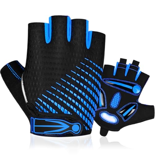 BTNEEU Fingerlose Fahrradhandschuhe mit GEL Halbfinger Radsport Handschuhe für Damen und Herren, Atmungsaktiv Rutschfestes Rennrad Handschuhe Männer für Mountainbike, Training, Fitness, Sport(Blau, M) BTNEEU Fingerlose Fahrradhandschuhe mit GEL Halbfinger Radsport Handschuhe für Damen und Herren, Atmungsaktiv Rutschfestes Rennrad Handschuhe Männer für Mountainbike, Training, Fitness, Sport(Blau, M) von BTNEEU