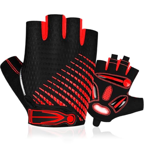 BTNEEU Fingerlose Fahrradhandschuhe mit GEL Halbfinger Radsport Handschuhe für Damen und Herren, Atmungsaktiv Rutschfestes Rennrad Handschuhe Männer für Mountainbike, Training, Fitness, Sport(Rot, XL) BTNEEU Fingerlose Fahrradhandschuhe mit GEL Halbfinger Radsport Handschuhe für Damen und Herren, Atmungsaktiv Rutschfestes Rennrad Handschuhe Männer für Mountainbike, Training, Fitness, Sport(Rot, XL) von BTNEEU