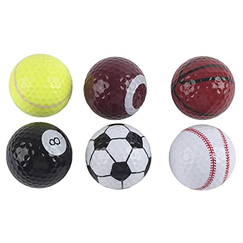 BTOSEP Golfball, 6 Stück, Basketball-/Fußball-/Volleyball-Muster, Golfball-Übungsbälle Drinnen und Draußen von BTOSEP