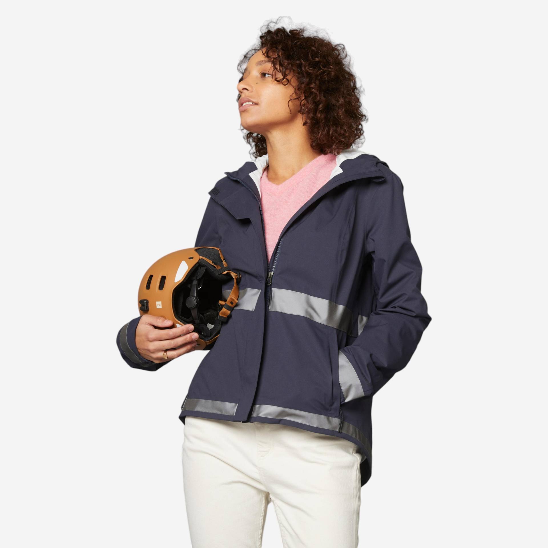 Fahrrad-Regenjacke City 540 Damen sichtbar bei Nacht dunkelblau Fahrrad-Regenjacke City 540 Damen sichtbar bei Nacht dunkelblau von BTWIN