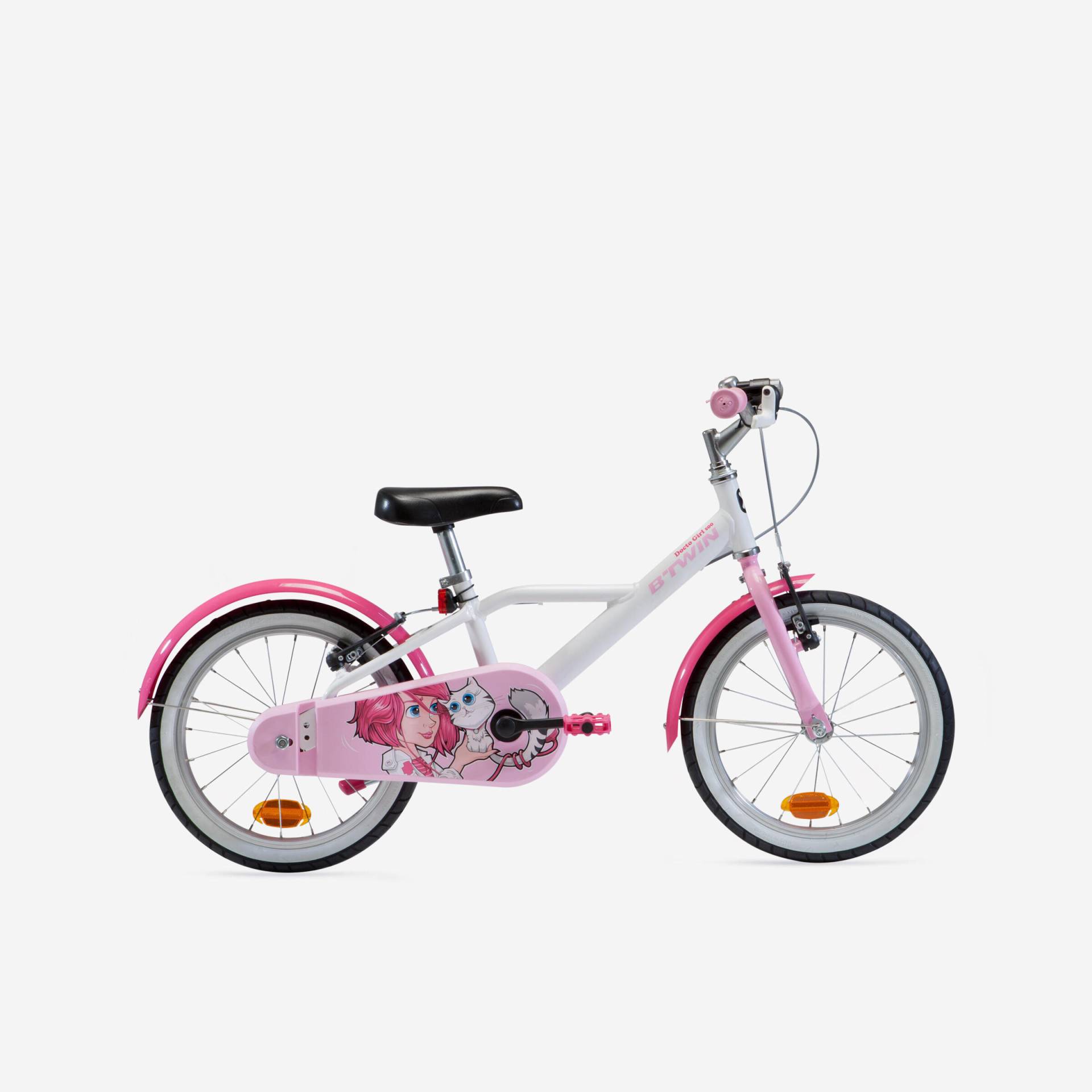 Kinderfahrrad 16 Zoll 500 Docto Girl weiß/pink von BTWIN