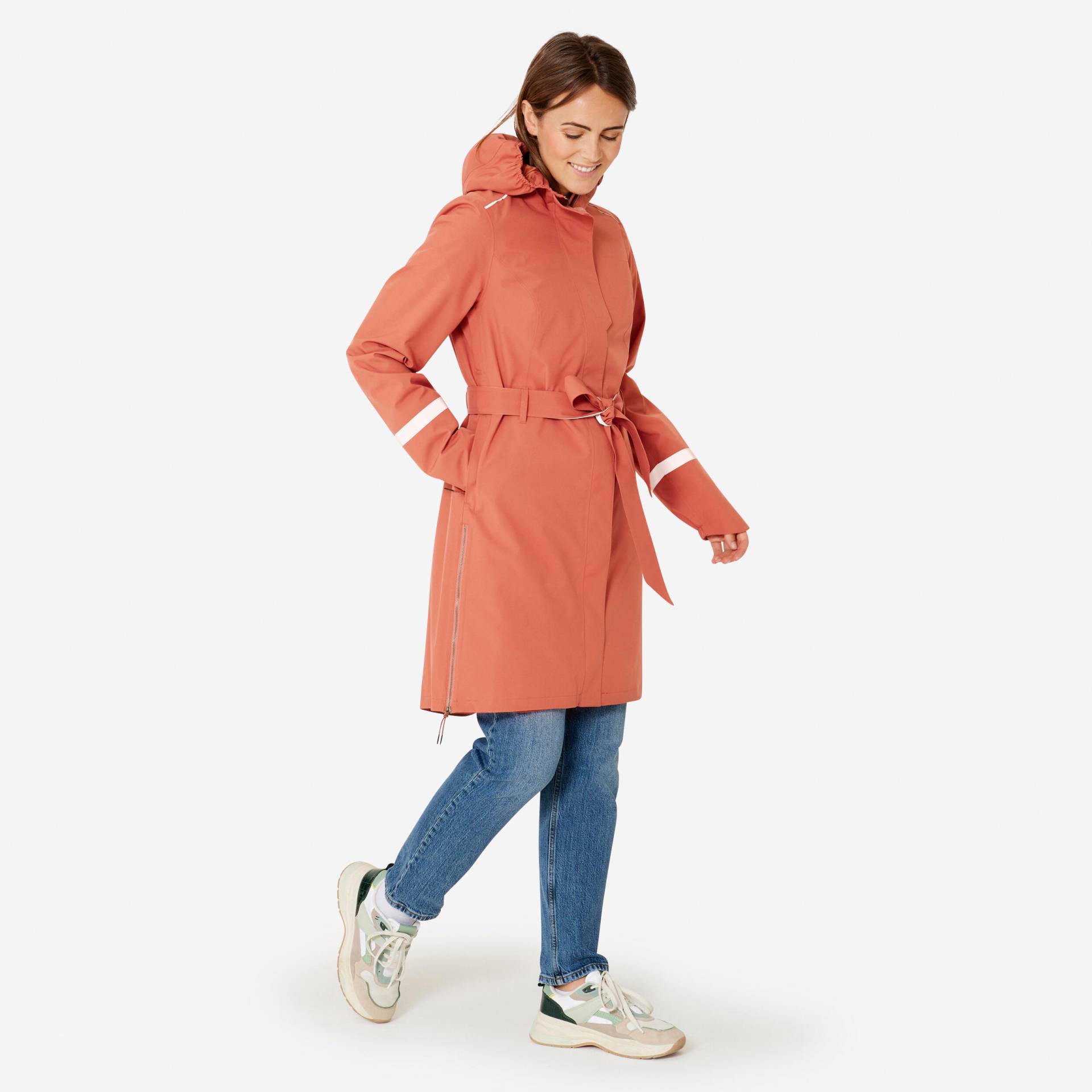 Regentrenchcoat City 940 wasserdicht Damen terracotta von BTWIN