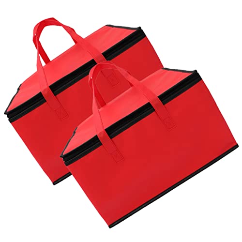 BUGUUYO 2st Isoliertaschen Isolierte Bento-Tasche Camping -lebensmittelbeutel Isolierte Kuchentasche Tragbare Kuchentasche Isolierte Tasche Pizza-Paket-Tasche Rot Aluminiumfolie von BUGUUYO