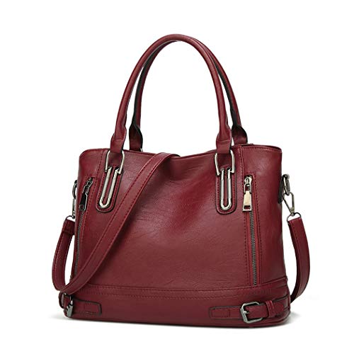 BUKESIYI Damen Tasche Handtasche Umhängetasche Schultertasche Frauen Kulturbeutel Weekender Klein PU Leder CCDE77212 Weinrot von BUKESIYI