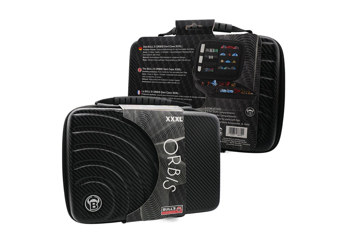 BULL'S Dartpfeil Dartcase, Dartkoffer, Orbis 3XL,4 Dartsätze, Schwarz, 280x195x80mm BULL'S Dartpfeil Dartcase, Dartkoffer, Orbis 3XL,4 Dartsätze, Schwarz, 280x195x80mm von BULL'S