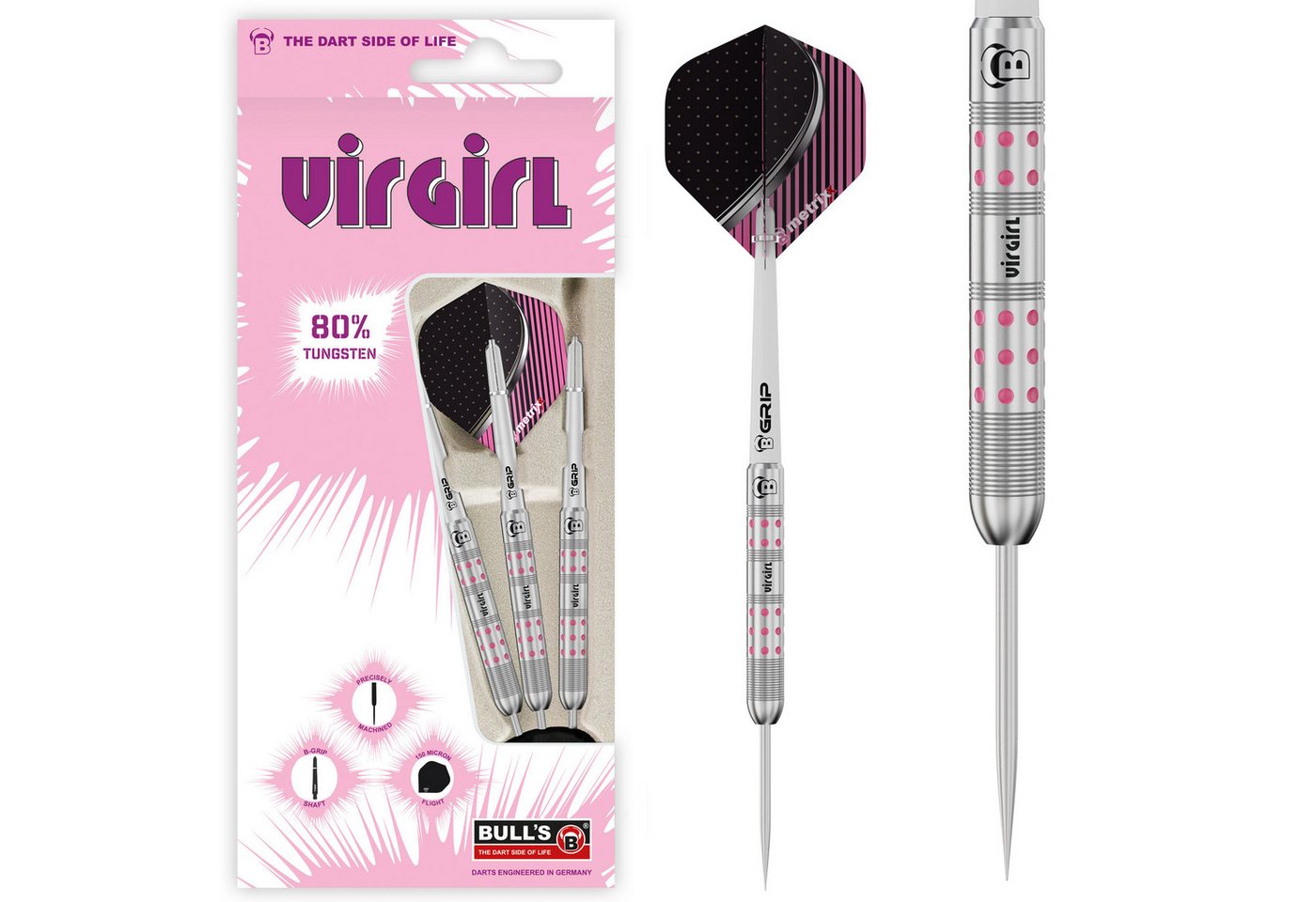 BULL'S Dartpfeil Bull´s Steeldart Virgirl VR1, 80% Tungsten, 23g. Rosa, silber, 80% Tungsten, Kompletter Satz BULL'S Dartpfeil Bull´s Steeldart Virgirl VR1, 80% Tungsten, 23g. Rosa, silber, 80% Tungsten, Kompletter Satz von BULL'S