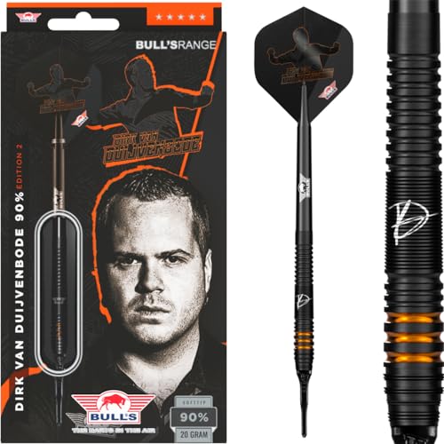 BULL'S Dirk Van Duijvenbode 90% Tungsten Darts - Elite Performance Softtip Set mit Phantom Grip, Dual Coatings, und Signature Details für professionelle Dartspieler 20 Gramm BULL'S Dirk Van Duijvenbode 90% Tungsten Darts - Elite Performance Softtip Set mit Phantom Grip, Dual Coatings, und Signature Details für professionelle Dartspieler 20 Gramm von BULL'S