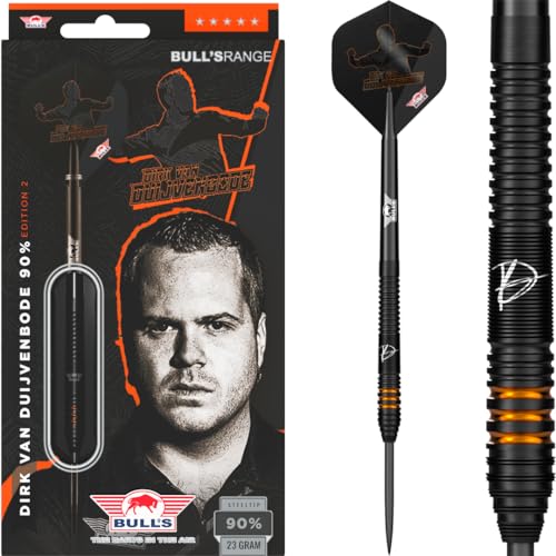 BULL'S Dirk Van Duijvenbode 90% Tungsten Darts - Elite Performance Steeltip Set mit Phantom Grip, Dual Coatings, und Signature Details für professionelle Dartspieler 23 Gramm von BULL'S