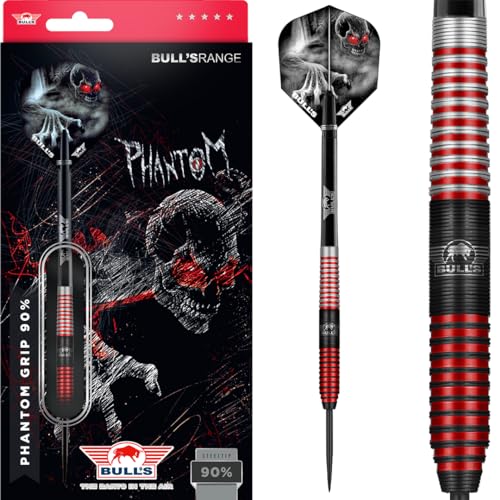 BULL'S Phantom Grip Red 90% Tungsten Steel Dart - 23 Gramm - Präzisionsgefertigter Dart für ernsthafte Spieler von BULL'S