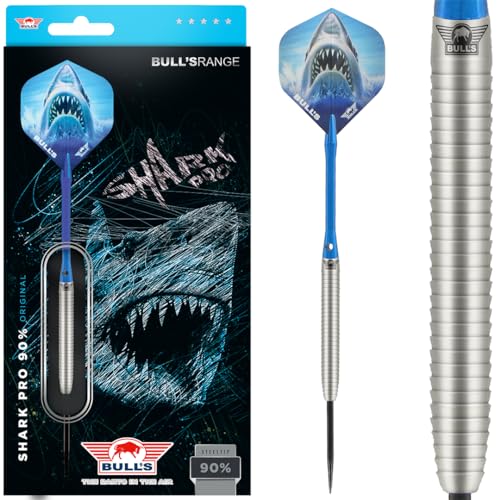 BULL'S Shark Pro Original 90% Tungsten Darts - 24g - Gerades Barrel, Shark Grip - Inkl. Flights, Shafts, 35mm Stahlspitzen BULL'S Shark Pro Original 90% Tungsten Darts - 24g - Gerades Barrel, Shark Grip - Inkl. Flights, Shafts, 35mm Stahlspitzen von BULL'S