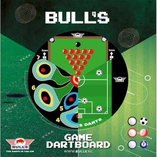 Bull’s Game Board Football – Einzigartiges Dartspiel mit Fußball-Elementen – Präzisionsschulung für Freizeit- und Profispieler – Verschiedene Spielmodi – Einfach zu montieren von BULL'S