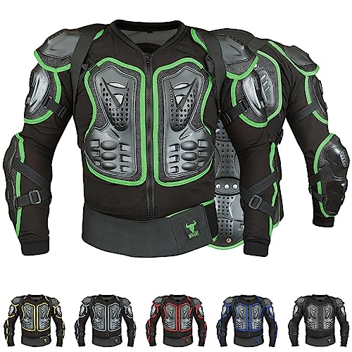 BULLDT Protektorenjacke 2in1 Titan Motorrad Motocross Skatebording Protektoren, 60/4XL, Grün von BULLDT