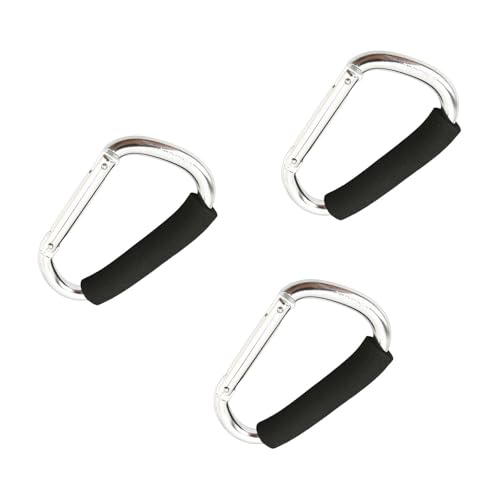 BUMMPI 3 x D-förmige Karabiner mit Schwämmen, Haken, Kinderwagen-Clip-Karabiner, Einkaufstaschen-Halter, Schwamm-Schnallen, Bergsteigen von BUMMPI