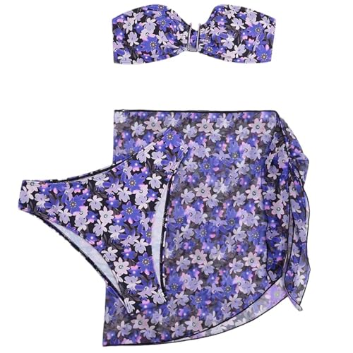 BUMMPI Damen-Badeanzug, bequem, Bikinis, 3-teilig, Schnürung, Badeanzug, Push-Up, Strandbekleidung, Brust-Wickeln, Strandrock-Set von BUMMPI