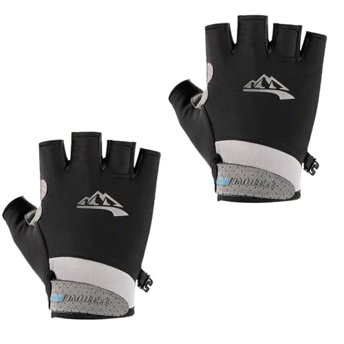 BUMMPI Halbfinger-Handschuh für Outdoor-Sport, atmungsaktiv, fingerlos, schnelltrocknend, hochelastisch, Angelhandschuh von BUMMPI