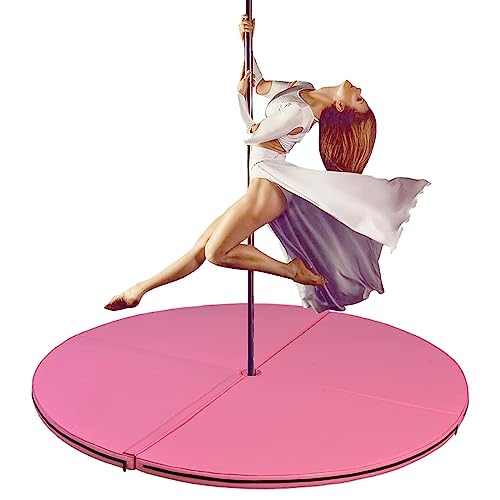 5 Fuß Breit Faltbar Kreisförmig übung Tanzstangenmatte Rutschfest Fitness Gymnastik Tanzunterlage Vernetzt Epe-schaum Sicherheits-crashmatte(Size:120x3cm,Color:Rosa) von BUNAL