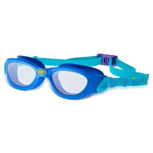 BUPEI Wasserdichte Schwimmbrille mit großem Rahmen, Antibeschlag- und Anti-UV-Gläser for Kinder, Schwimmtrainingsbrille for Kinder 3-12 (Color : Blue-clear lens) von BUPEI