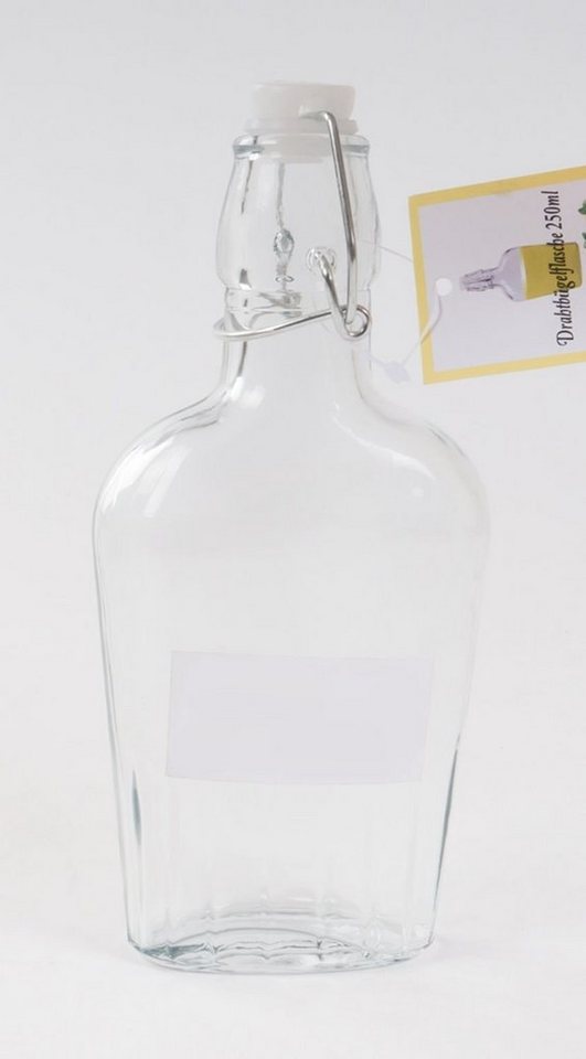 BURI Trinkflasche Glas-Bügelflasche 250ml Glasflasche Drahtbügelflasche Flachmann Likör von BURI