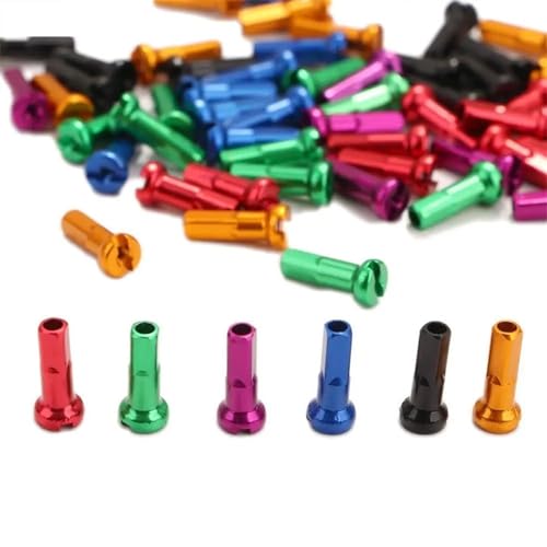 BUSYCUTE 100 Stück mehrfarbige Aluminium-Legierung, eloxierte Speichennippel, 14 mm, Mountainbike, Radspeichen Nippel, passend für Fahrradrad (Farbe: Rot) von BUSYCUTE
