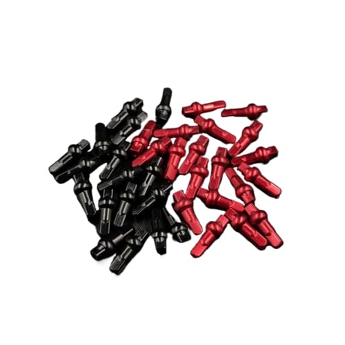 BUSYCUTE Säulennippel, 14 G, Aluminiumlegierung, Messing, Doppelquadratisch, 14,4/16/18 mm, schwarz, rot, Rennrad-Speichen, hohe Festigkeit, 64, 80, 100 Stück (Farbe: rote Legierung, 16 mm, 64 Stück) von BUSYCUTE