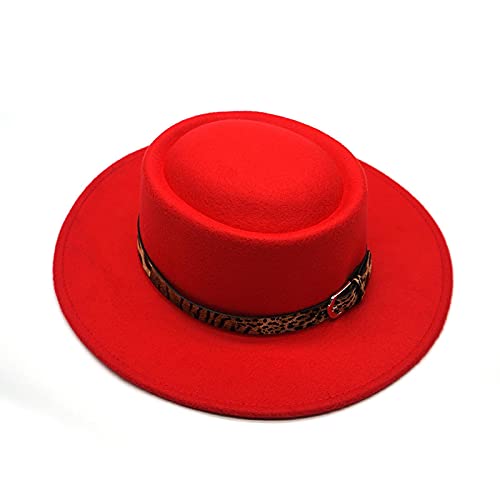 BUXIANGGAN Fedora Trilby Hut Damen Fedora Hut Frauen Leopard Band Solide Filz Top Melone Hüte Männer Breite Krempe Chapeau Femme Vintage Fedoras 3 von BUXIANGGAN