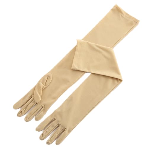 BUXIANGGAN Handschuhe Gloves Herren Damen Lange Handschuhe Lange Kellnerin Handschuhe Weiß Manner Zeremonielle Handschuhe Drive Gloves 45Cmlength Beige von BUXIANGGAN