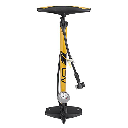 BV FahrradPumpe, Ergonomische Standpumpe mit Barometer und Intelligentem Ventilkopf, 11 Bar, automatisch Reversibel, Presta und Schrader, gelb BV FahrradPumpe, Ergonomische Standpumpe mit Barometer und Intelligentem Ventilkopf, 11 Bar, automatisch Reversibel, Presta und Schrader, gelb von BV