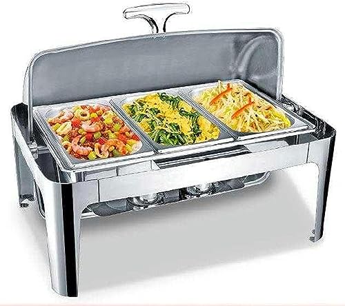 BWCKMTSC Sichtbares Roll-Top-Hot-Pot-Buffet-Set – Hot-Pot-Buffet-Set, runder Edelstahlofen und Buffet-Heizung, komplettes Buffet-Set, Topf mit Wasser und Essen, Brennstoff-Ra (quadratische von BWCKMTSC