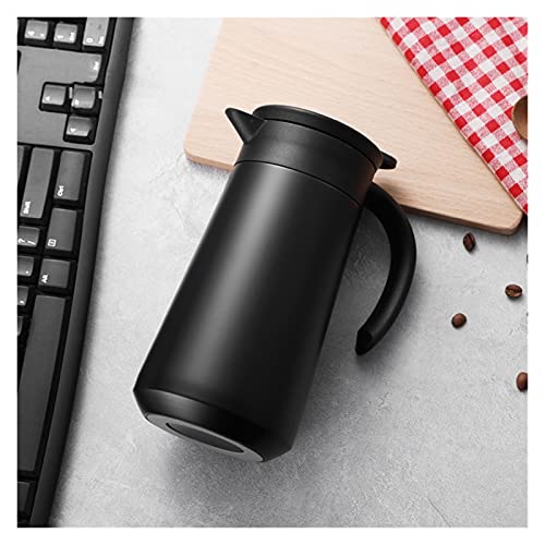 BWCKMTSC Thermo-Kaffeekanne, Isolierkessel für den Haushalt, Outdoor-Kaffeekanne, Edelstahl-Thermoskessel, isolierte tragbare Trinkflasche (800 ml), Isolierkanne (weiß) (schwarz) von BWCKMTSC