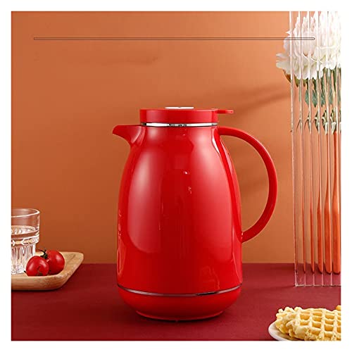 BWCKMTSC Thermo-Kaffeekaraffe, großer Heizkessel, Thermoskanne, Kaffeeflasche, Kaffeetasse, Wasserflasche, wärmeisolierte Karaffen, Isoliertopf (Farbe: Rot) (Wit) (Rot) von BWCKMTSC