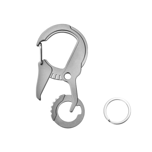 Titan-Karabiner-Schlüsselanhänger-Clip, EDC-Schlüssel-Karabiner-Clip, Schnellverschluss-Schlüsselanhänger-Halter, Flaschenöffner, Schlüsselanhänger-Haken (Steinwäsche) von BWLEANSY
