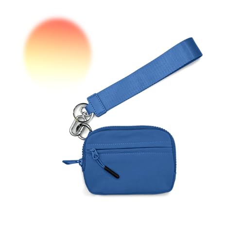 BXCZEDW Handgelenk-Geldbörsen für Damen, Handtaschen mit Riemen, kleine Geldbörse, Schlüsselanhänger, Tasche mit Ausweisfenster (blau) von BXCZEDW