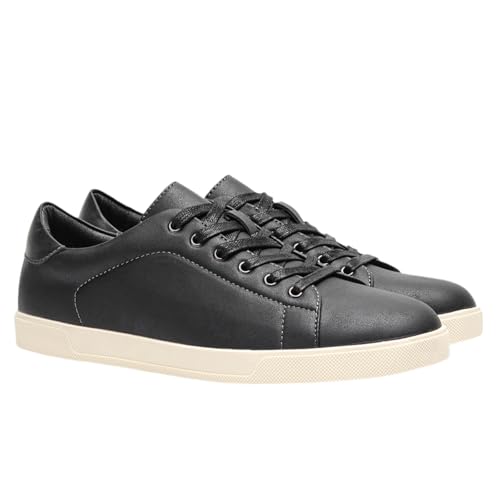 BXCZEDW Modische Herren-Sneaker, Retro-Sneaker, Low-Top, Skateboard-Schuhe, Herren-Sneaker, Business-Freizeitschuhe, poliertes Leder (mattschwarz, Größe 44) von BXCZEDW