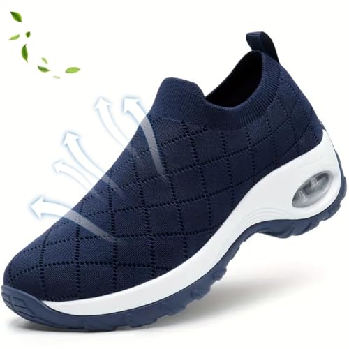 BXCZEDW Rayootd Orthopädische Schuhe für Damen, bequeme Schlupfschuhe, atmungsaktiv, Netzstoff, Luftpolster (Marineblau, 40 EU) von BXCZEDW