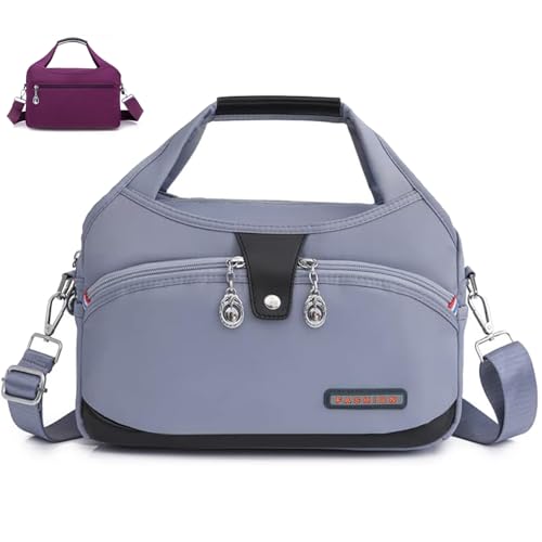 Beautifuldeer Anti-Diebstahl-Handtasche, Crossbody-Taschen, wasserdicht, Anti-Diebstahl, Handtasche, Nylon-Schultertasche für Reisen, Arbeit, Kuriertasche, Blau - Misty Blue, L, Kuriertasche von BXCZEDW