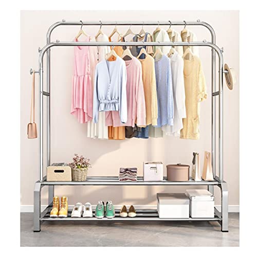 BXGGXBYSW Kleidergarderobe mit 2 Regalen und Hängestange, Kleiderständer, Kleiderstange, Kleiderständer für Schlafzimmer, Wohnzimmer/2 Stangen/130 cm (1 Stange 130 cm) von BXGGXBYSW